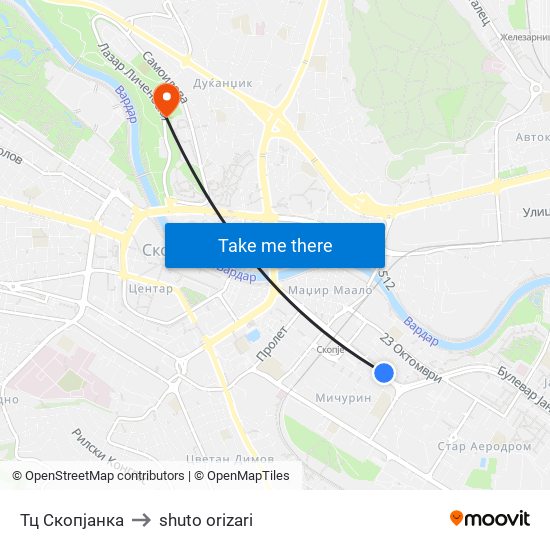 Тц Скопјанка to shuto orizari map