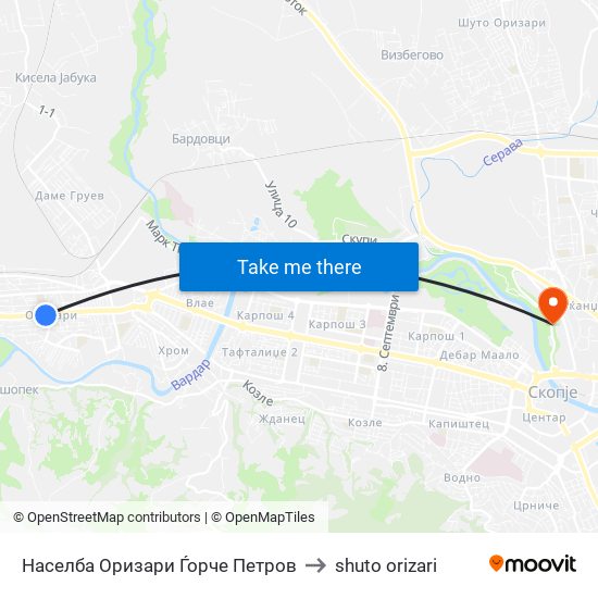 Населба Оризари Ѓорче Петров to shuto orizari map