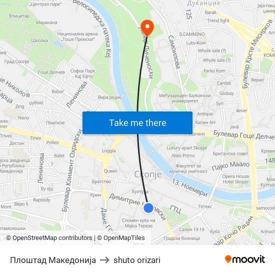 Плоштад Македонија to shuto orizari map