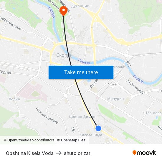 Opshtina Kisela Voda to shuto orizari map
