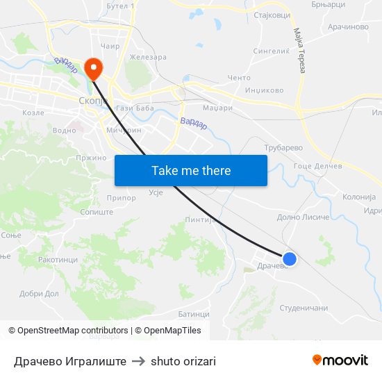 Драчево Игралиште to shuto orizari map