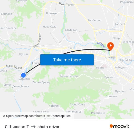 С.Шишево-Т to shuto orizari map