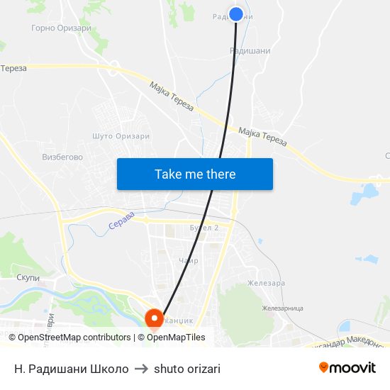 Н. Радишани Школо to shuto orizari map
