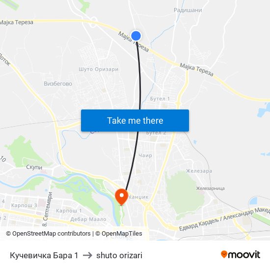 Кучевичка Бара 1 to shuto orizari map