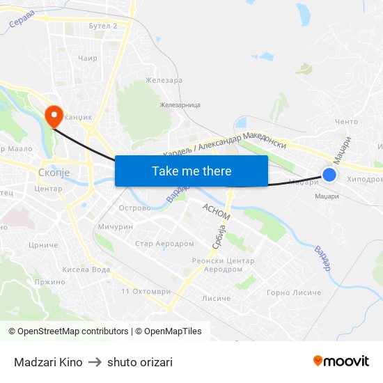 Madzari Kino to shuto orizari map