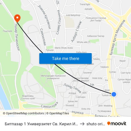 Битпазар 1 Универзитет Св. Кирил И Методиј to shuto orizari map
