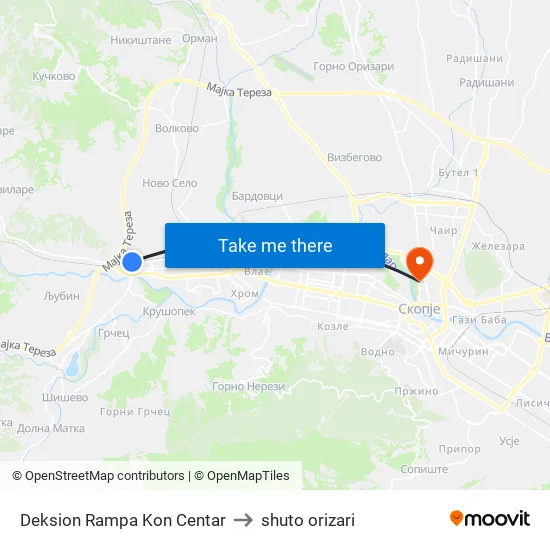 Deksion Rampa Kon Centar to shuto orizari map