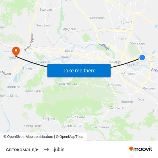 Autokomanda-T to Ljubin map