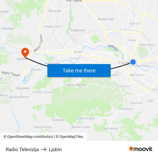 Radio Televizija to Ljubin map