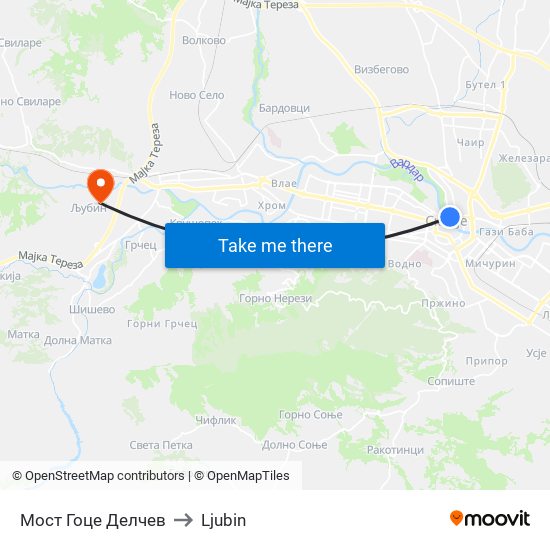 Мост Гоце Делчев to Ljubin map