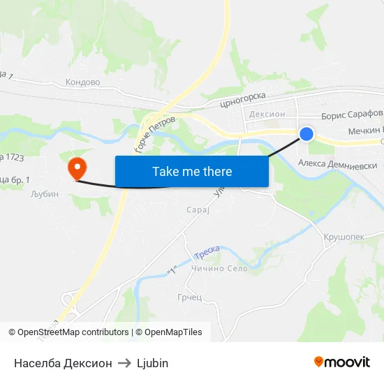 Dexion Settlement to Ljubin map