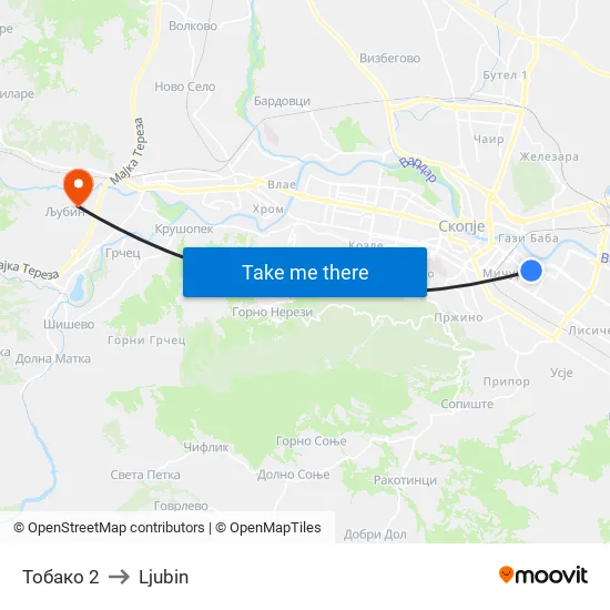 Tobacco 2 to Ljubin map