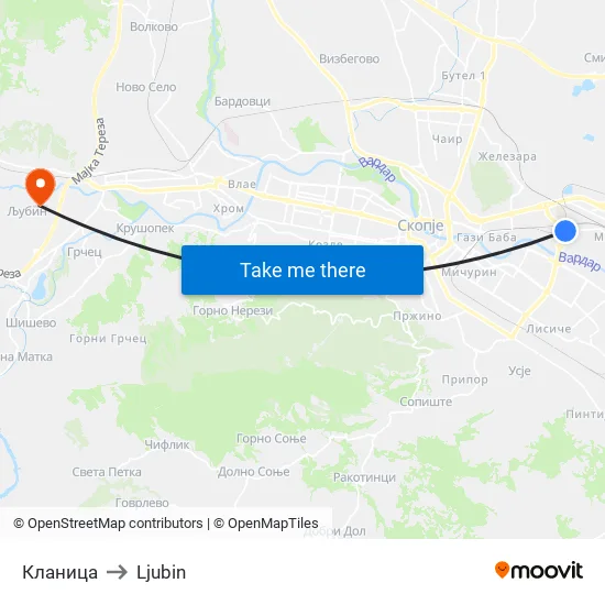 Slaughterhouse to Ljubin map