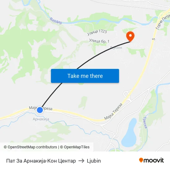 Road to Arnakija - To Center to Ljubin map