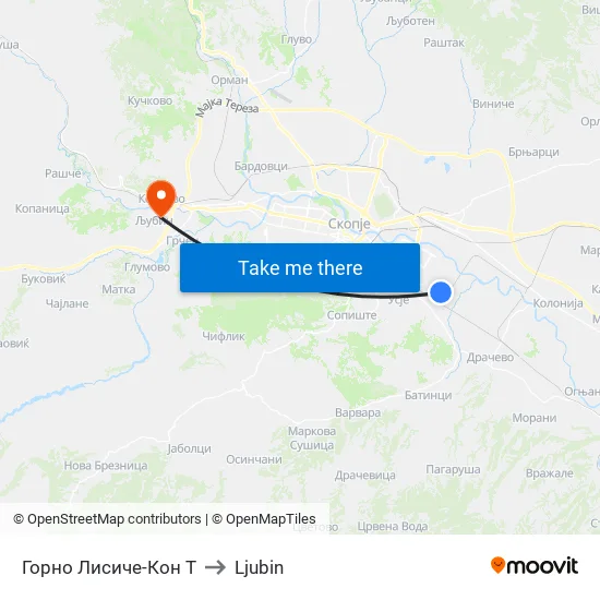 Gorno Lisiche - To T to Ljubin map