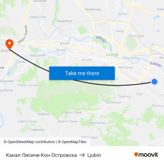 Канал Лисиче-Кон Островска to Ljubin map