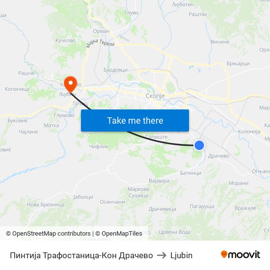 Пинтија Трафостаница-Кон Драчево to Ljubin map