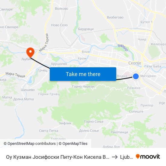 Оу Кузман Јосифоски Питу-Кон Кисела Вод to Ljubin map