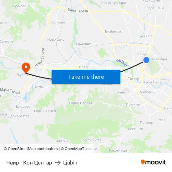 Chair - To Center to Ljubin map