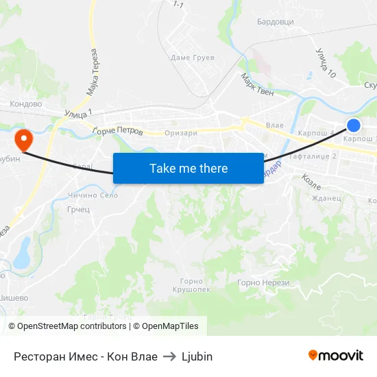 Restaurant Imes - To Vlae to Ljubin map