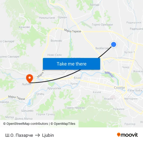 Shopping Market to Ljubin map