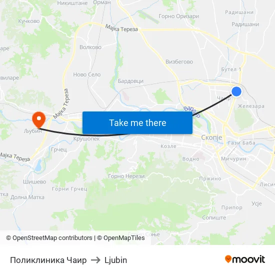 Cair Polyclinic to Ljubin map