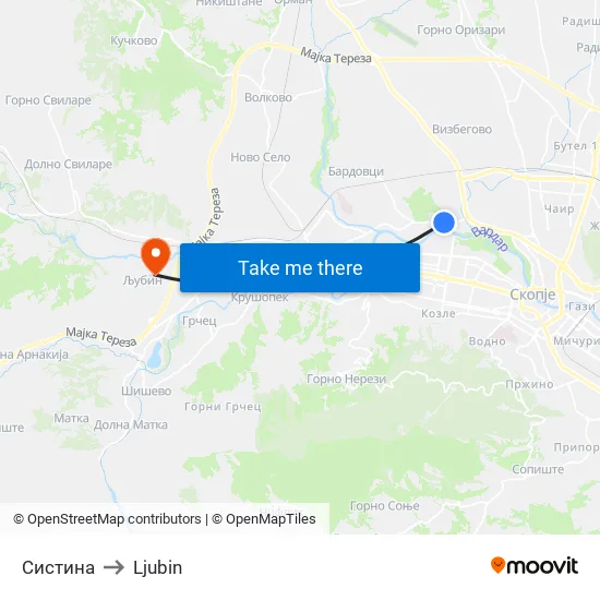 Sistina to Ljubin map