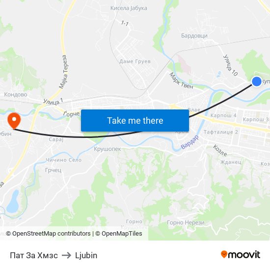 Пат За Хмзс to Ljubin map