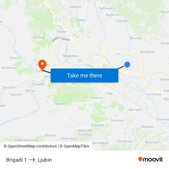 Brigadi 1 to Ljubin map