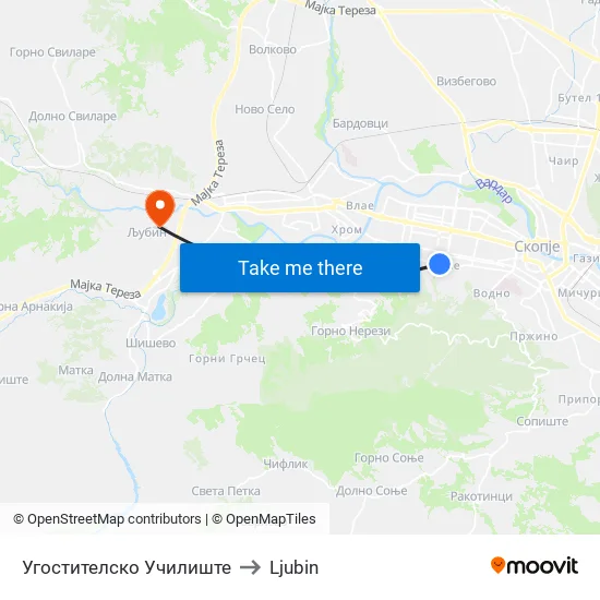 Hospitality School to Ljubin map