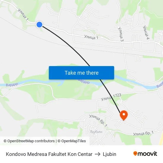 Kondovo Medresa Fakultet Kon Centar to Ljubin map