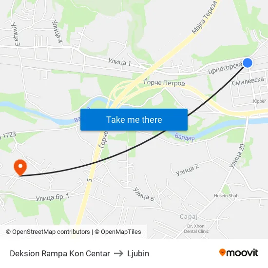Deksion Rampa Kon Centar to Ljubin map