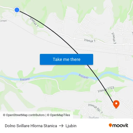 Dolno Svillare Chlorine Station to Ljubin map