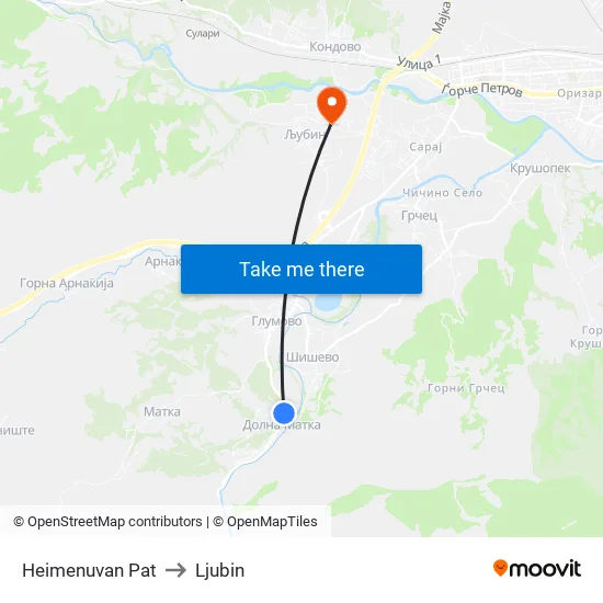 Нeimenuvan Pat to Ljubin map