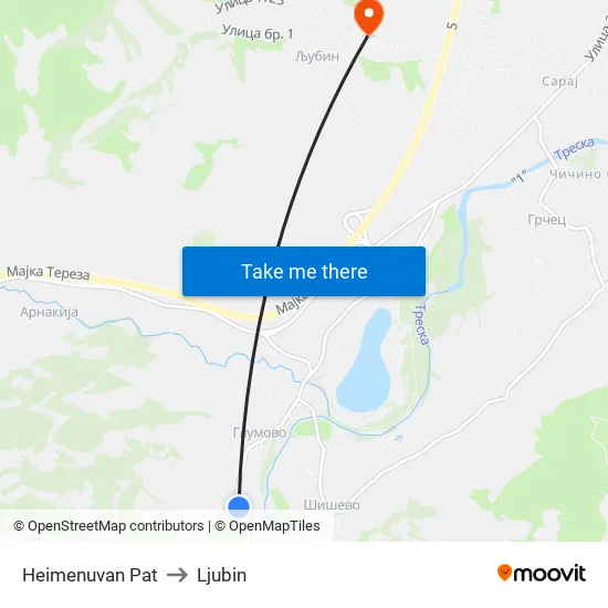 Unnamed Road to Ljubin map