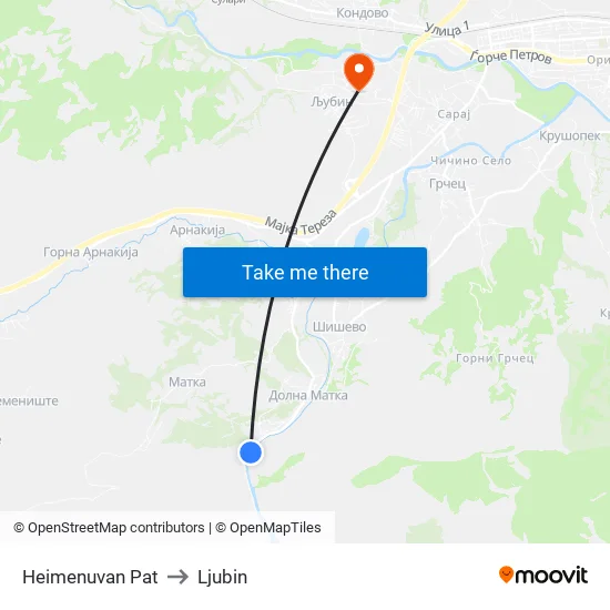 Unnamed Road to Ljubin map