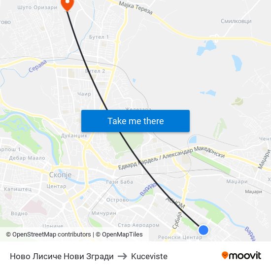 Ново Лисиче Нови Згради to Kuceviste map