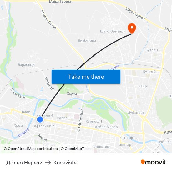 Долно Нерези to Kuceviste map