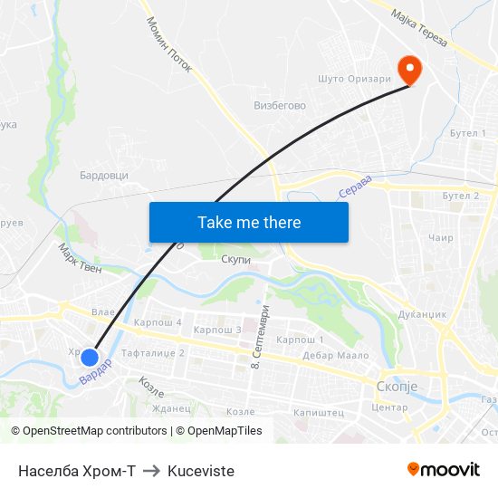 Населба Хром-Т to Kuceviste map
