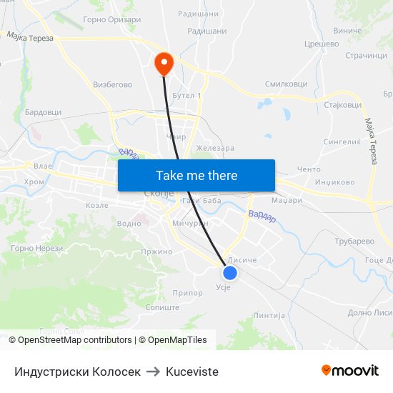 Индустриски Колосек to Kuceviste map