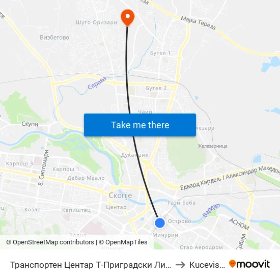 Транспортен Центар Т-Приградски Линии to Kuceviste map