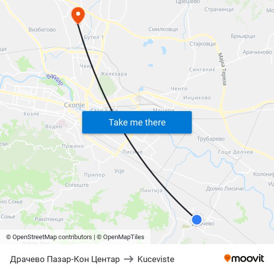 Драчево Пазар-Кон Центар to Kuceviste map