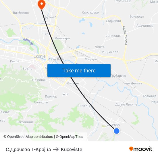 С.Драчево Т-Крајна to Kuceviste map