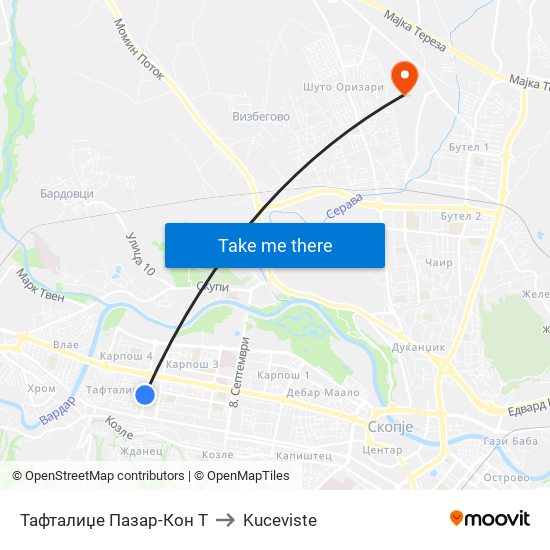 Тафталиџе Пазар-Кон Т to Kuceviste map