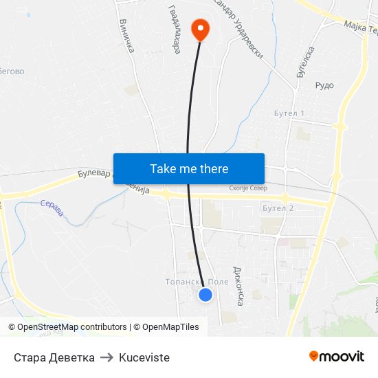 Стара Деветка to Kuceviste map