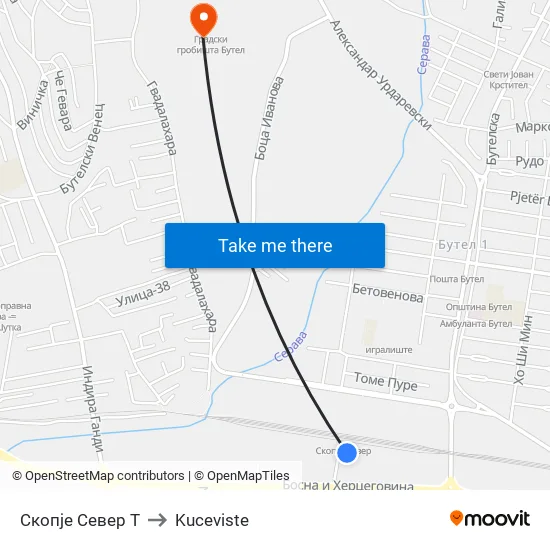 Скопје Север Т to Kuceviste map