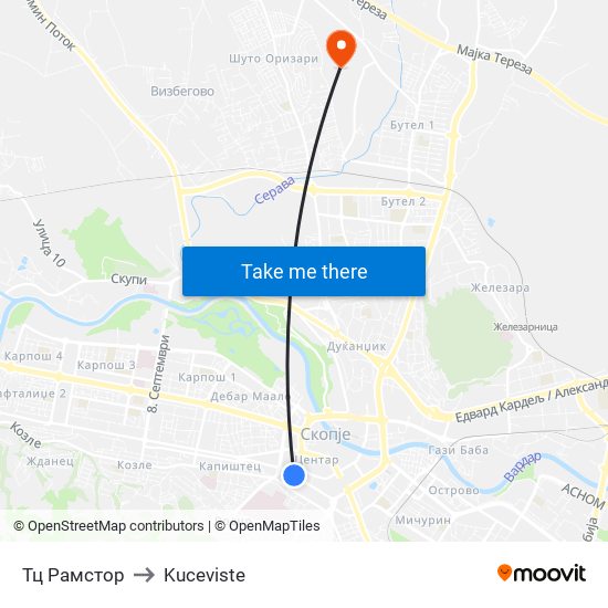 Тц Рамстор to Kuceviste map