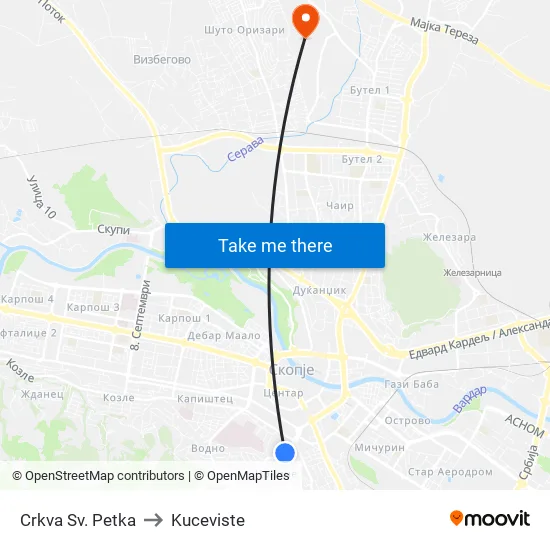Crkva Sv. Petka to Kuceviste map