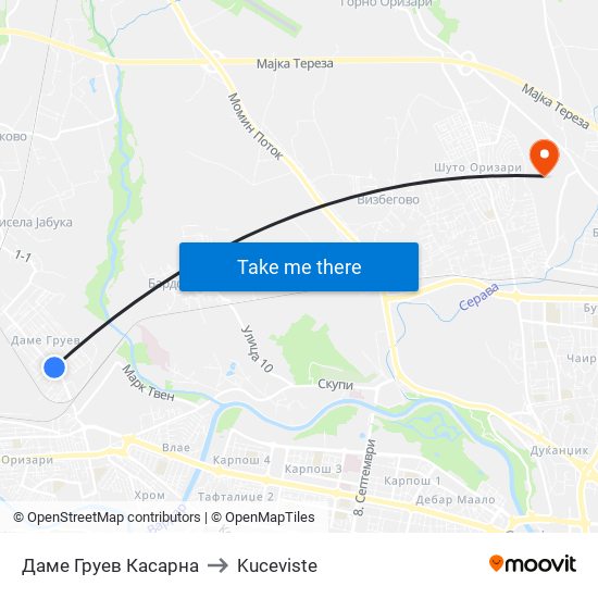 Даме Груев Касарна to Kuceviste map