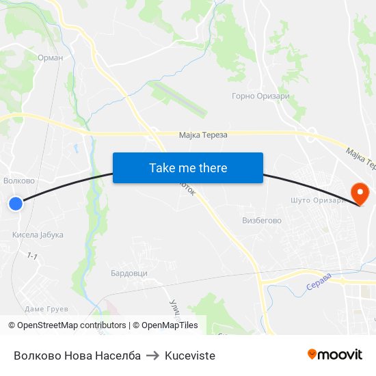 Волково Нова Населба to Kuceviste map